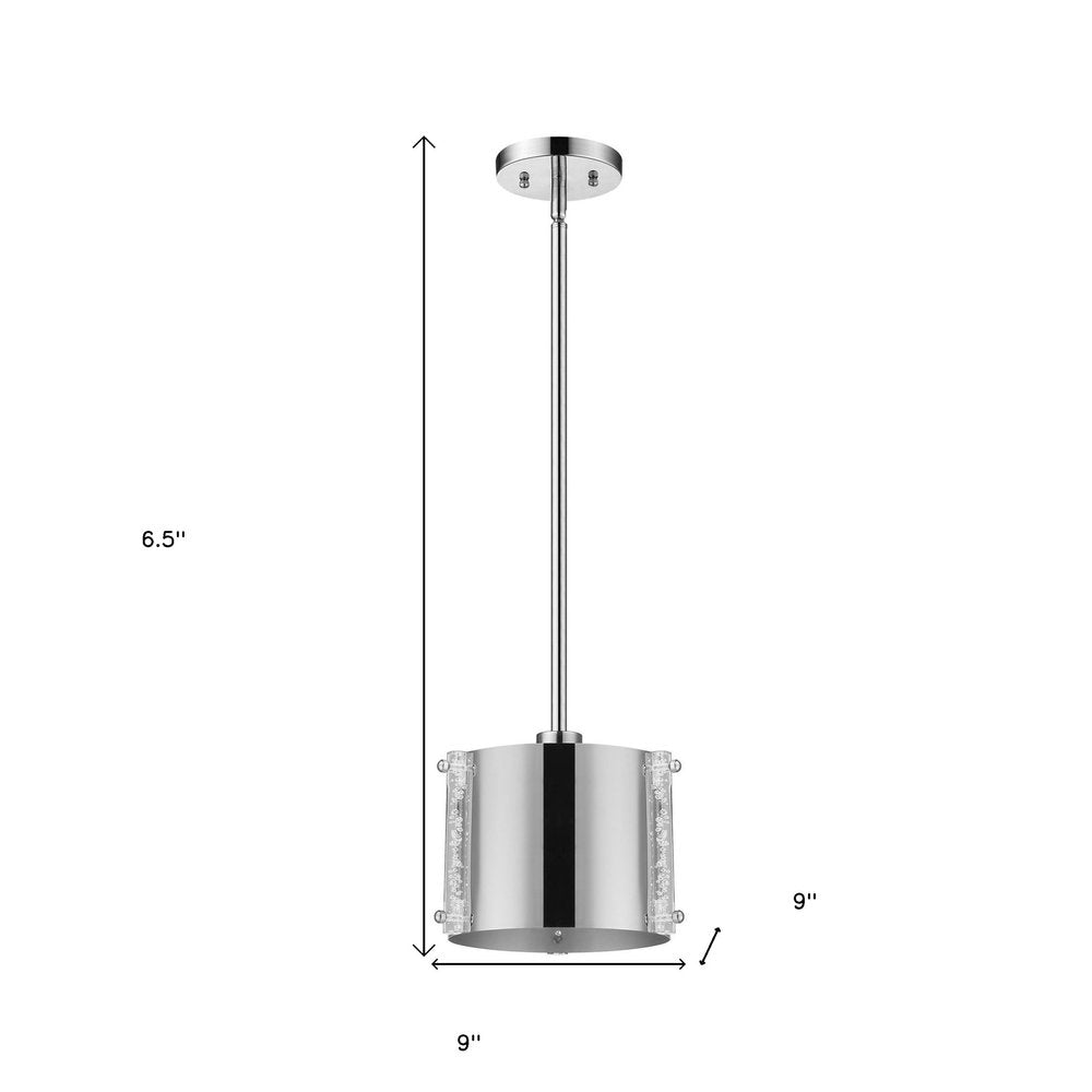 Zoom 1-Light Polished Stainless Steel Pendant With Seeded Acrylic Accents on a white background