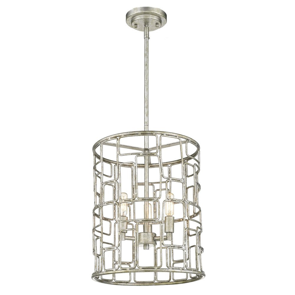Amoret 3-Light Antique Silver Convertible Pendant on a white background