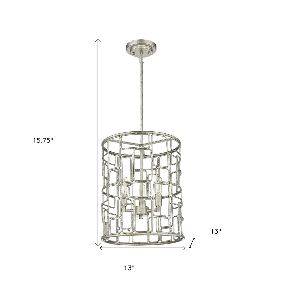 Amoret 3-Light Antique Silver Convertible Pendant on a white background