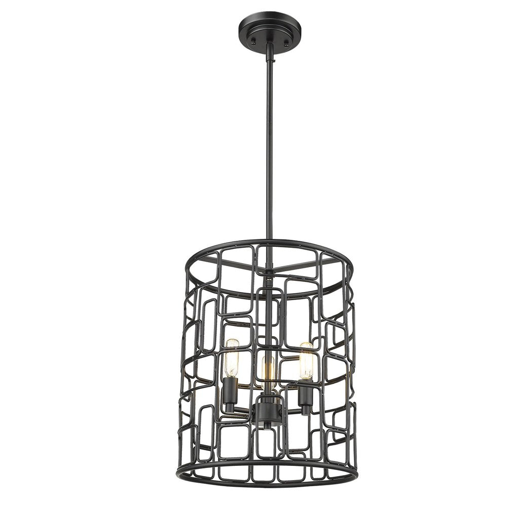 Amoret 3-Light Matte Black Convertible Pendant on a white background
