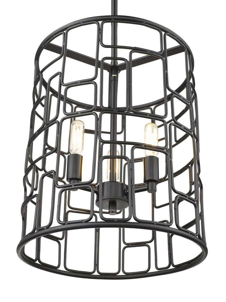 Amoret 3-Light Matte Black Convertible Pendant on a white background