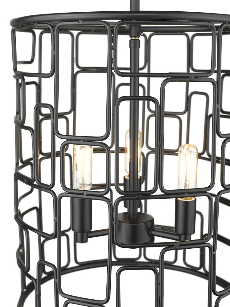 Amoret 3-Light Matte Black Convertible Pendant on a white background