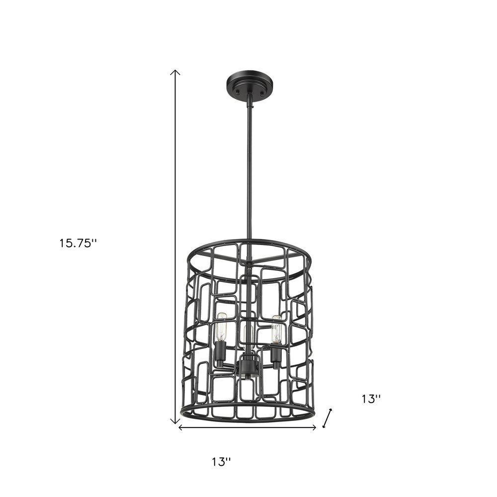 Amoret 3-Light Matte Black Convertible Pendant on a white background