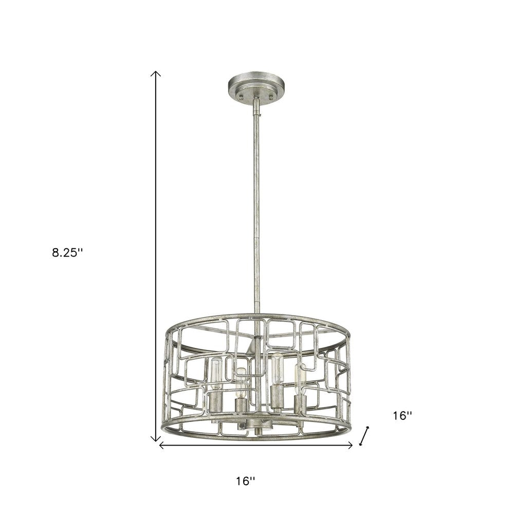 Amoret 4-Light Antique Silver Convertible Pendant on a white background