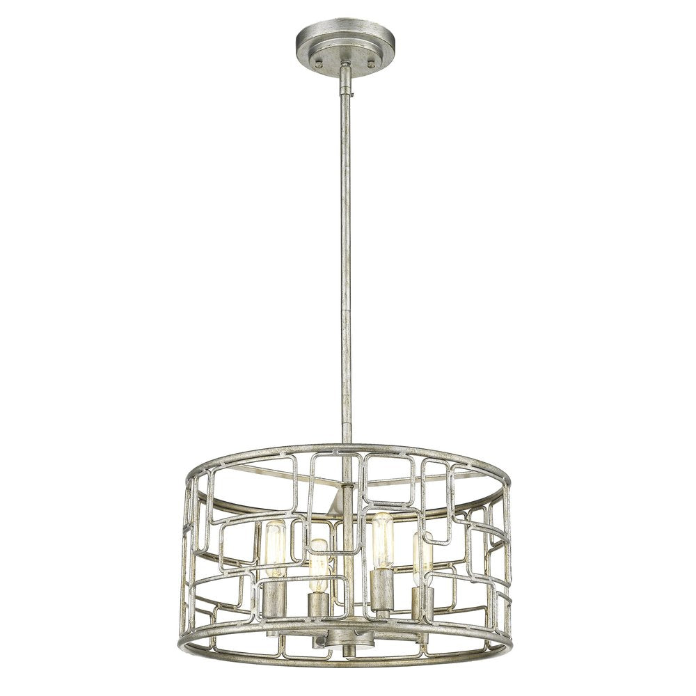 Amoret 4-Light Antique Silver Convertible Pendant on a white background