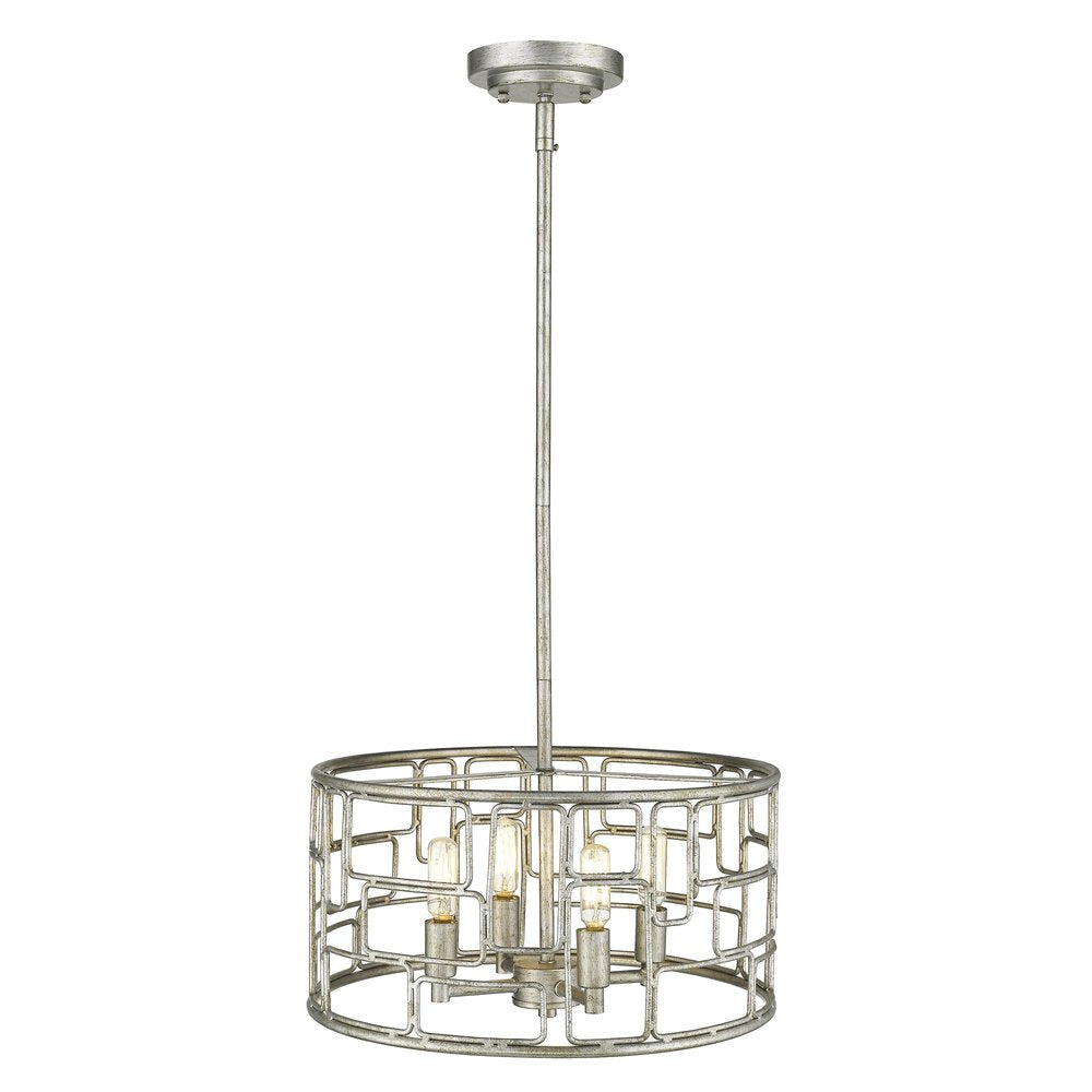 Amoret 4-Light Antique Silver Convertible Pendant on a white background