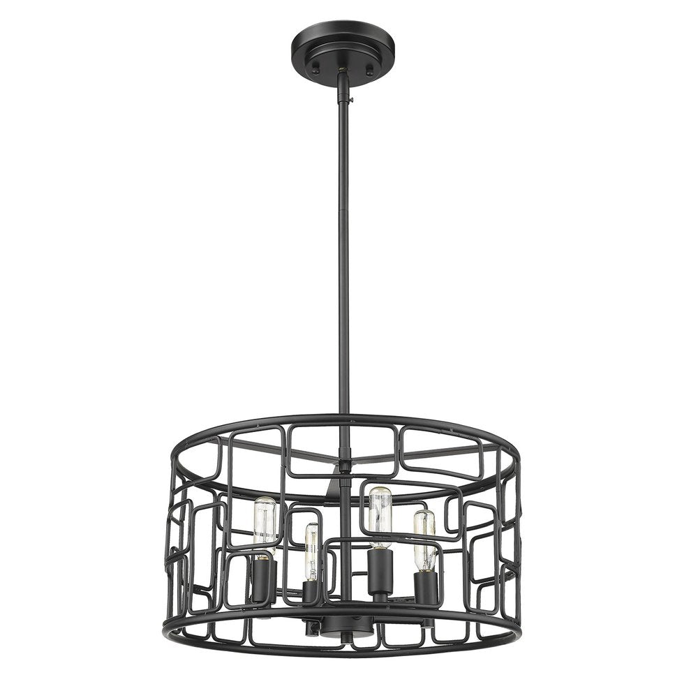 Amoret 4-Light Matte Black Convertible Pendant on a white background