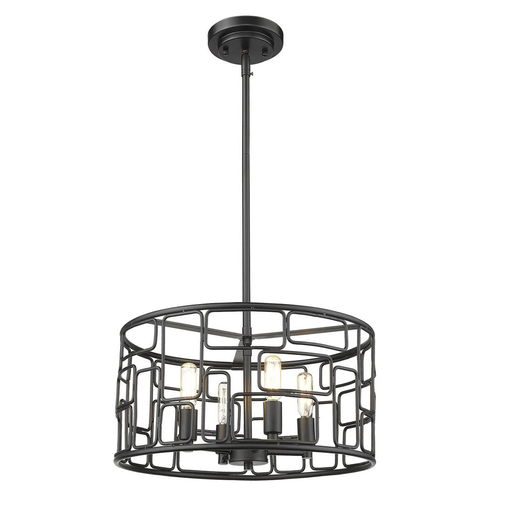 Amoret 4-Light Matte Black Convertible Pendant on a white background