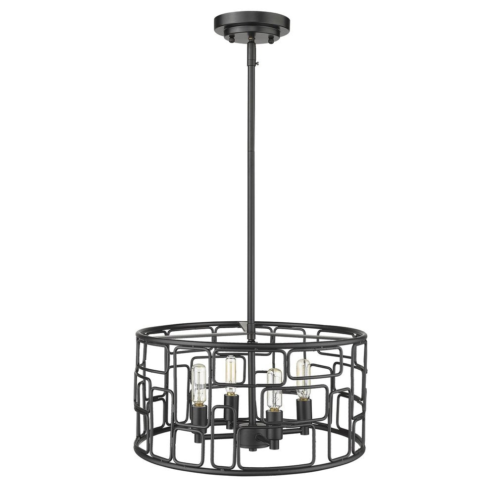 Amoret 4-Light Matte Black Convertible Pendant on a white background