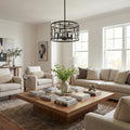 Amoret 4-Light Matte Black Convertible Pendant in a home interior