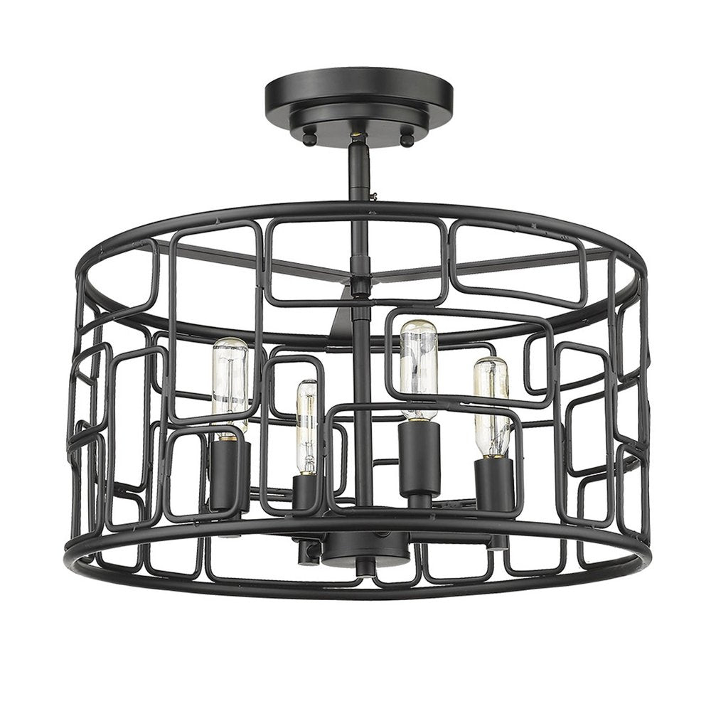 Amoret 4-Light Matte Black Convertible Pendant on a white background