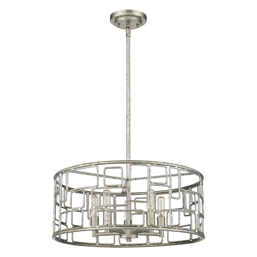 Amoret 5-Light Antique Silver Convertible Pendant on a white background
