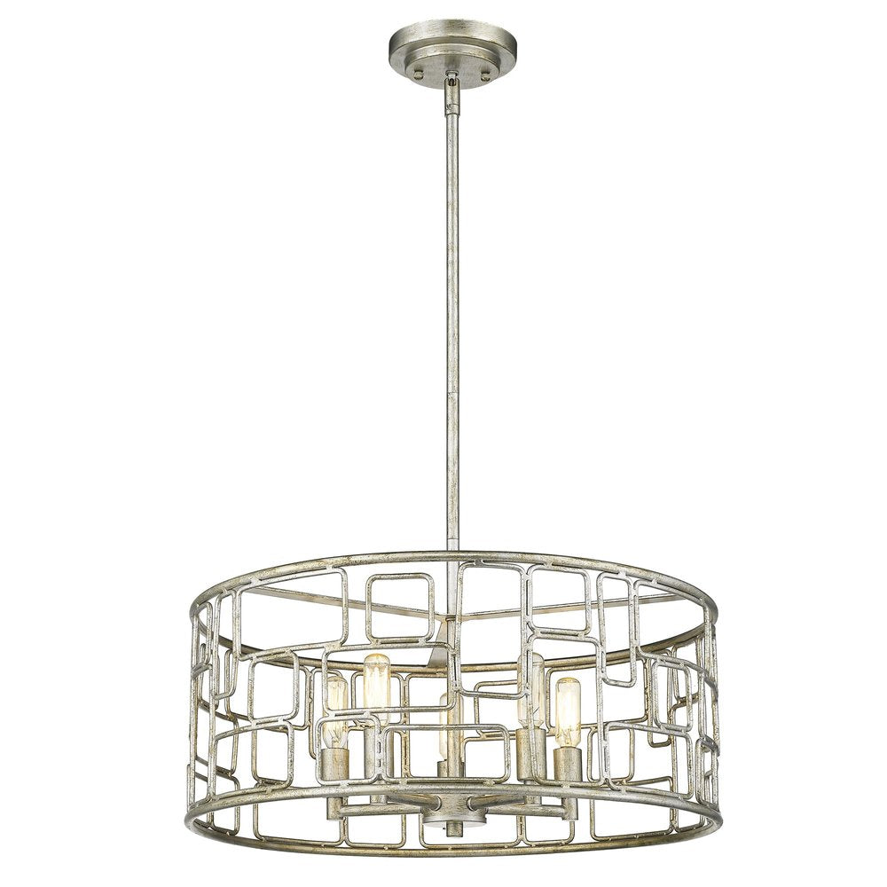 Amoret 5-Light Antique Silver Convertible Pendant on a white background