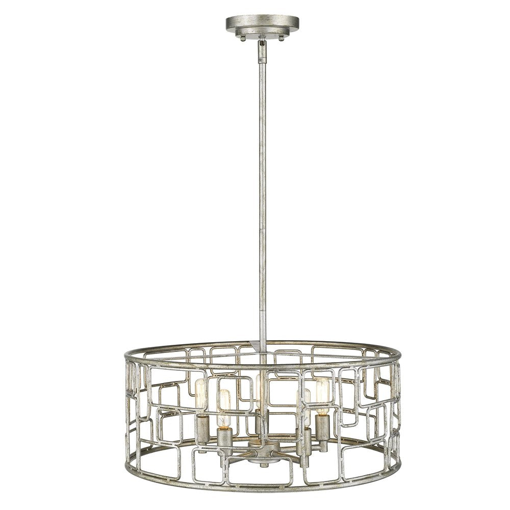 Amoret 5-Light Antique Silver Convertible Pendant on a white background