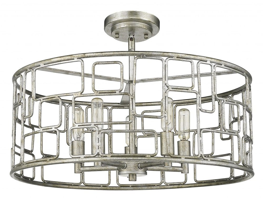 Amoret 5-Light Antique Silver Convertible Pendant on a white background