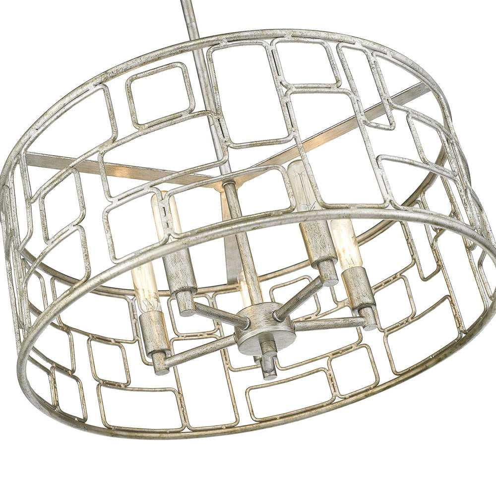Amoret 5-Light Antique Silver Convertible Pendant on a white background