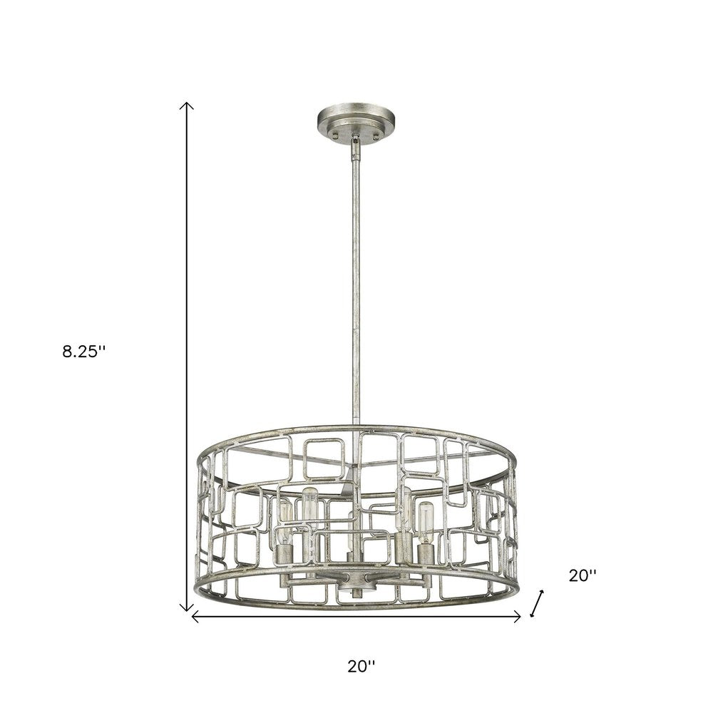Amoret 5-Light Antique Silver Convertible Pendant on a white background