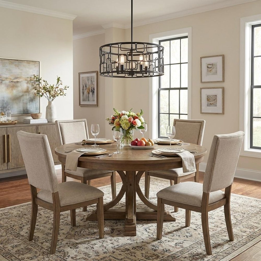 Amoret 5-Light Matte Black Convertible Pendant in a home interior