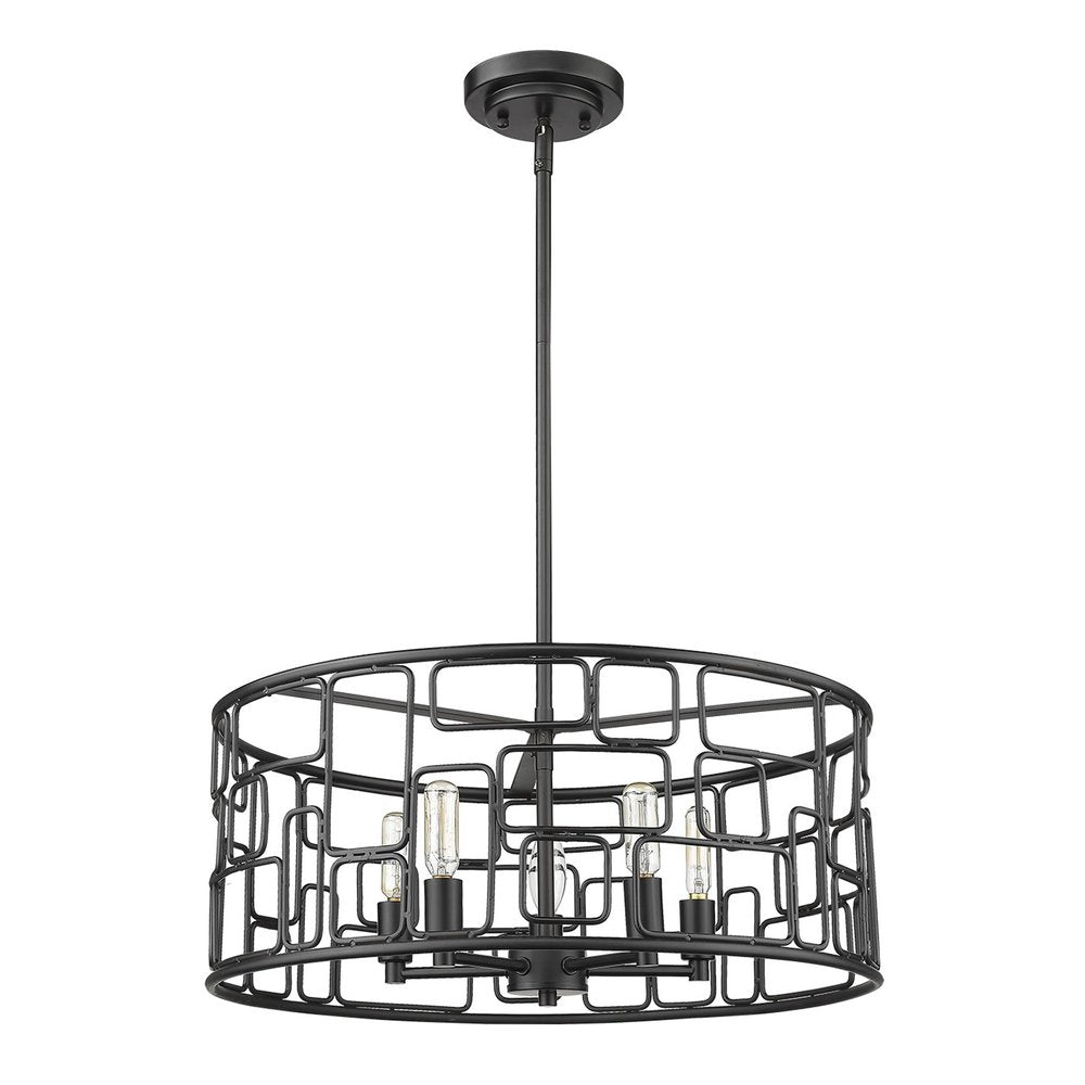 Amoret 5-Light Matte Black Convertible Pendant on a white background