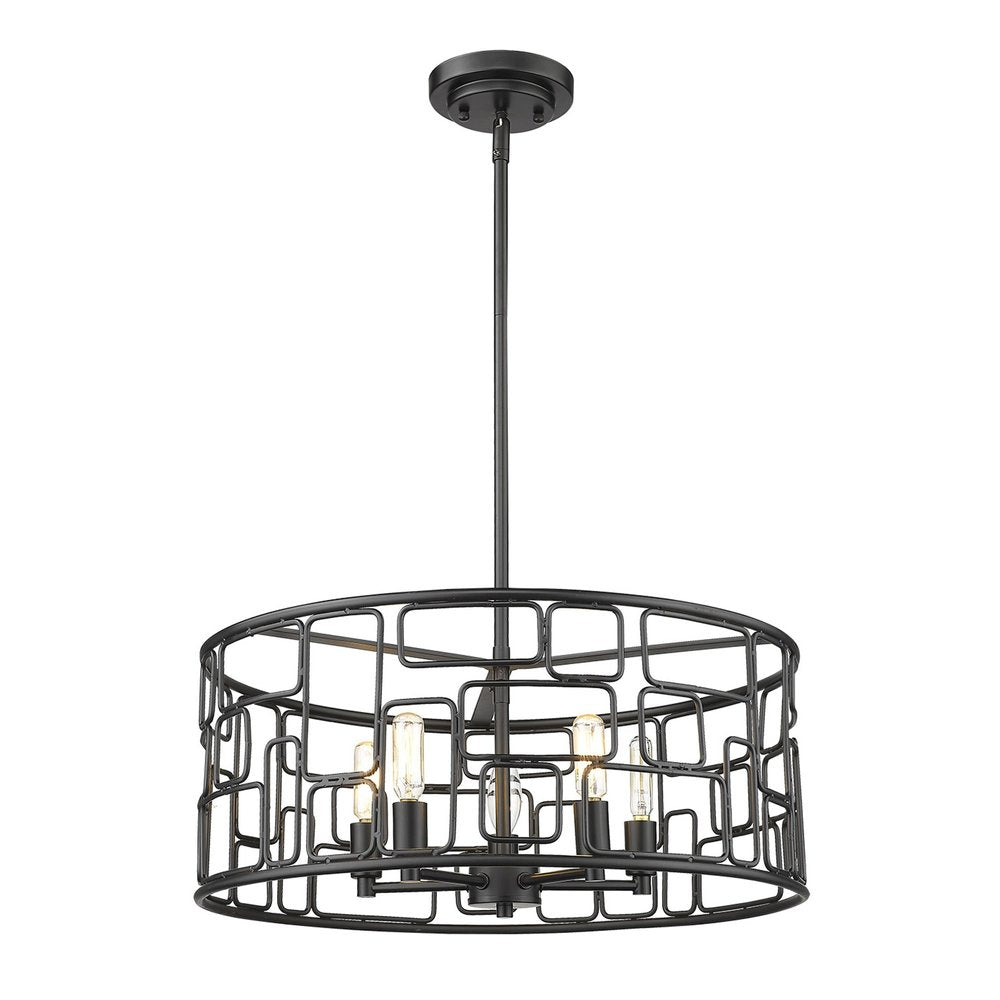 Amoret 5-Light Matte Black Convertible Pendant on a white background