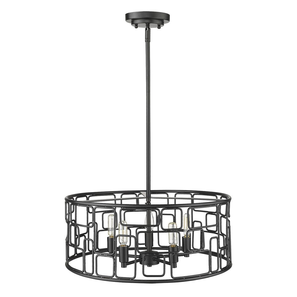 Amoret 5-Light Matte Black Convertible Pendant on a white background