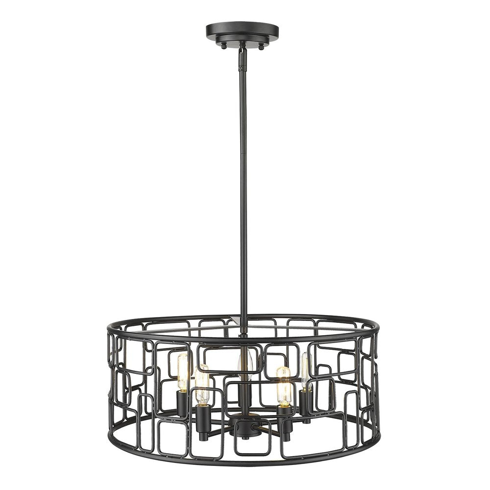 Amoret 5-Light Matte Black Convertible Pendant on a white background