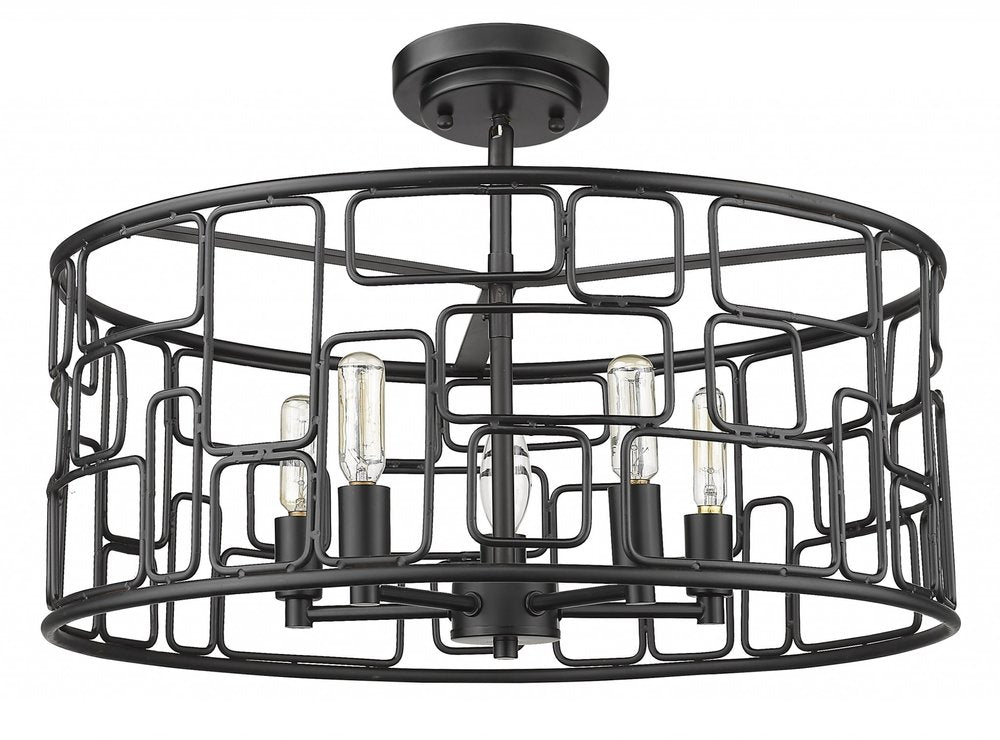 Amoret 5-Light Matte Black Convertible Pendant on a white background