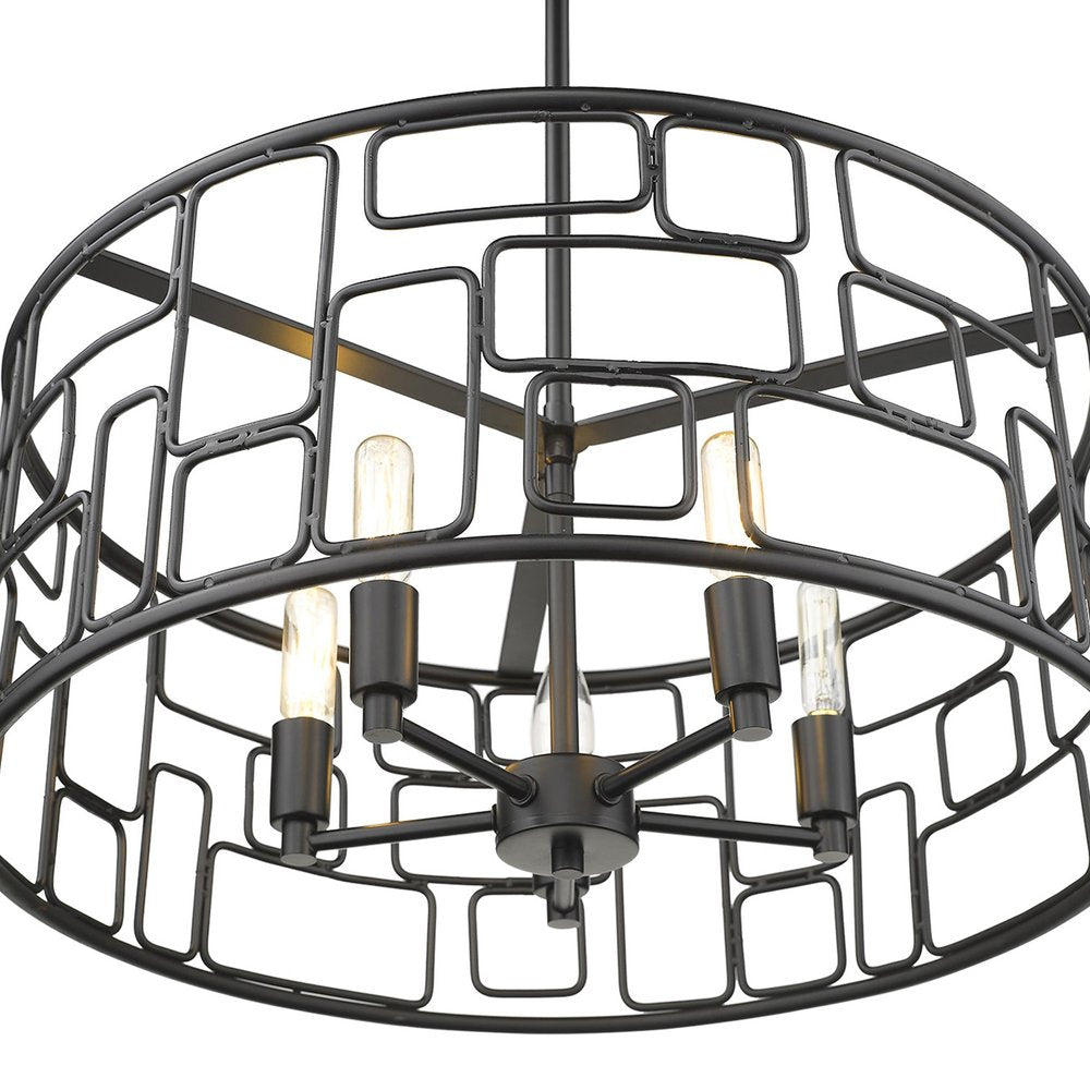 Amoret 5-Light Matte Black Convertible Pendant on a white background