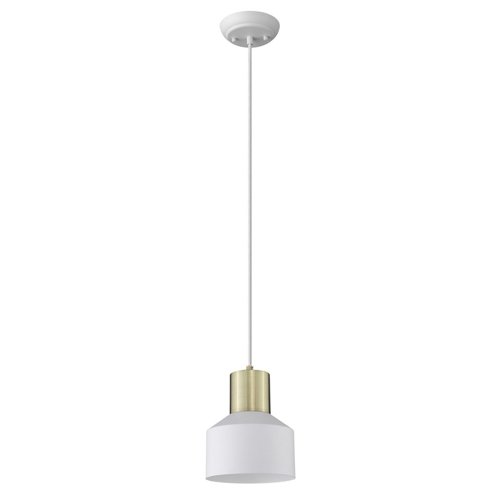 White and Gold Pendant Hanging Light on a white background