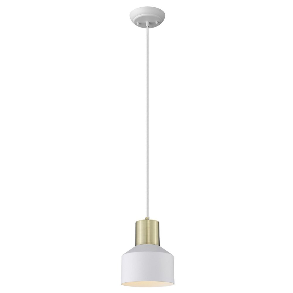 White and Gold Pendant Hanging Light on a white background