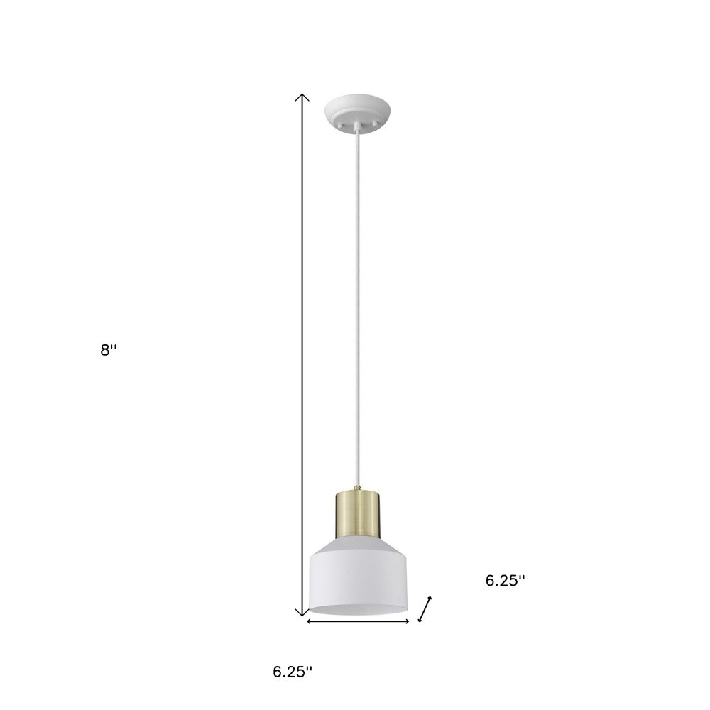 White and Gold Pendant Hanging Light on a white background