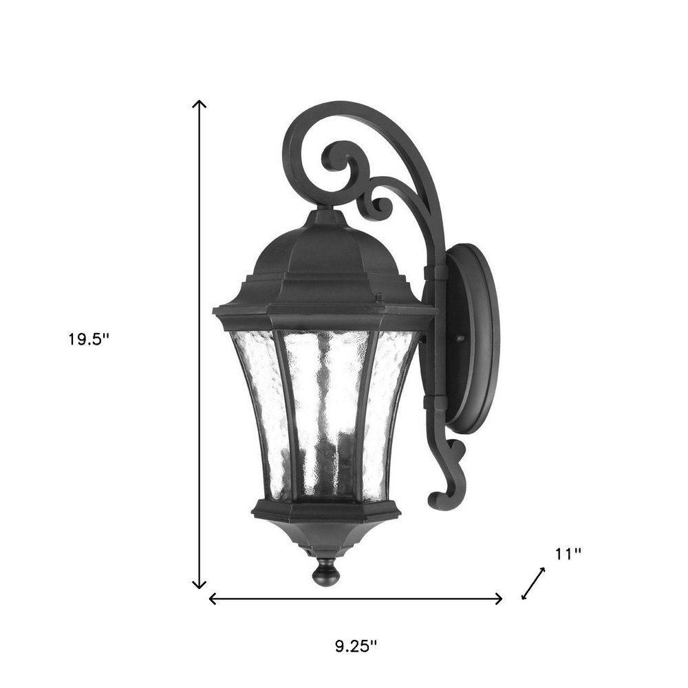 XL Matte Black Tapered Hanging Lantern Wall Light on a white background