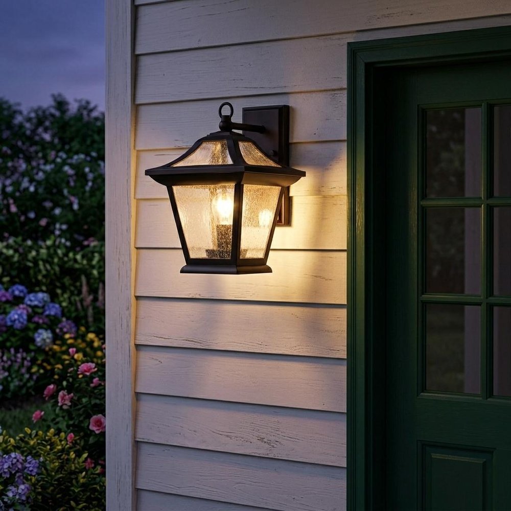 XL Antique Bronze Birdhouse Shape Outdoor Wall Light