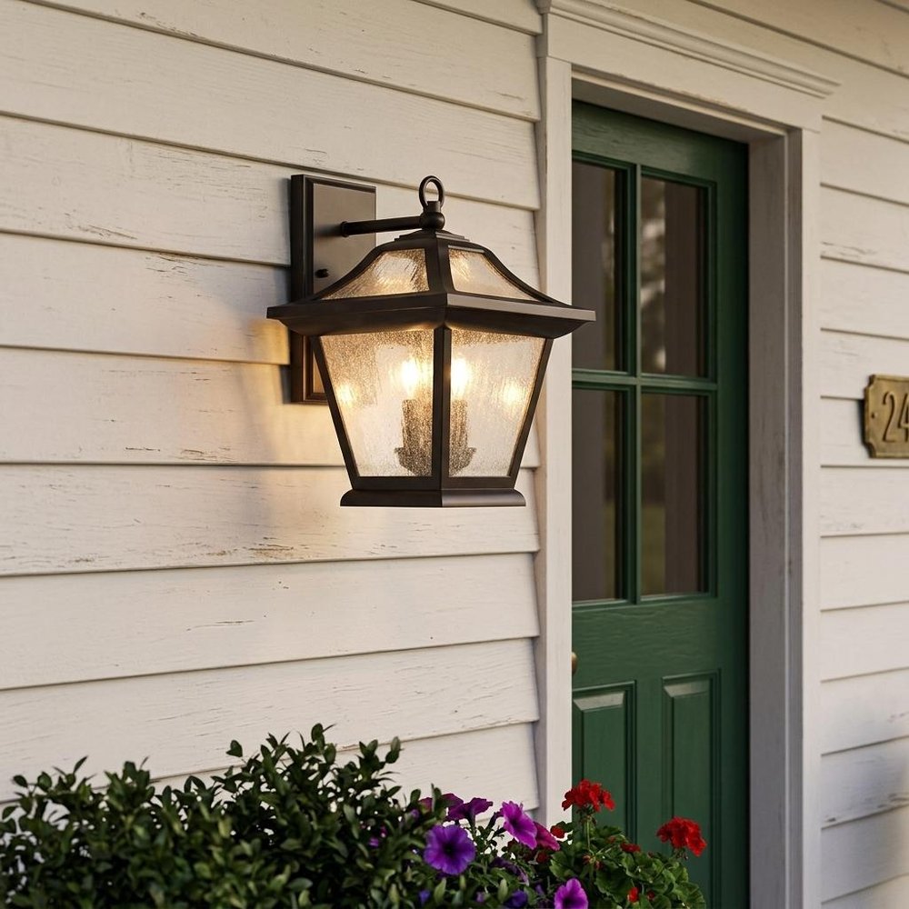 XL Matte Black Birdhouse Shape Outdoor Wall Light in a home interior