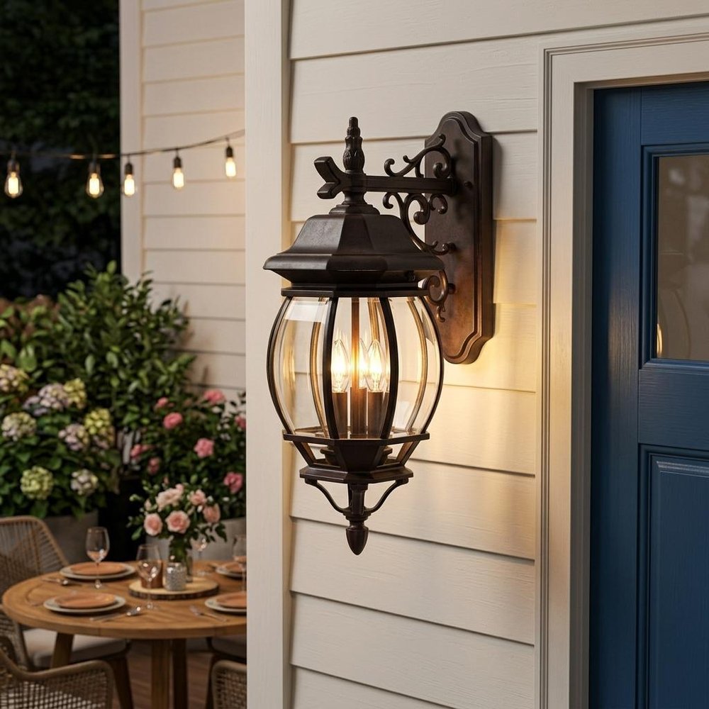 Three Light Dark Brown Hanging Glass Globe Wall Light