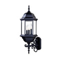 Three Light Matte Black Domed Glass Lantern Wall Light on a white background