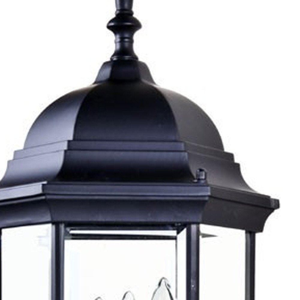 Three Light Matte Black Domed Glass Lantern Wall Light on a white background