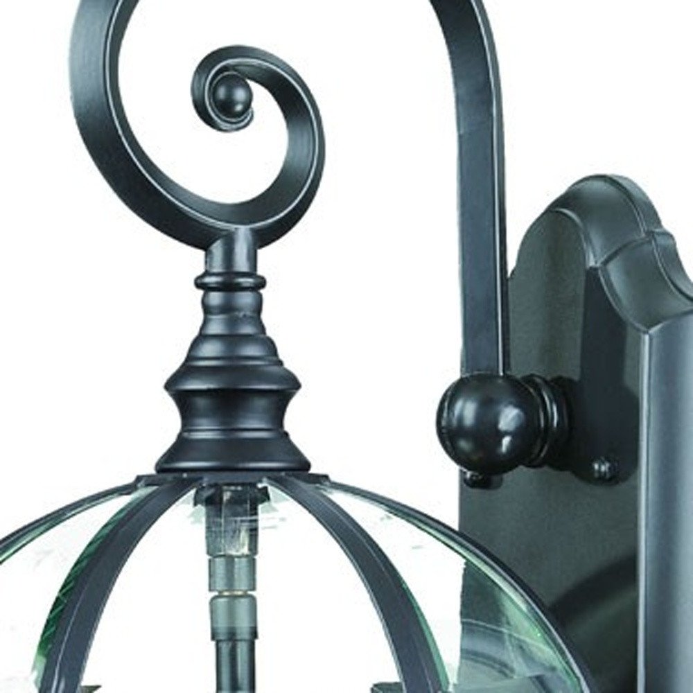 Three Light Matte Black Eastern Lantern Wall Light on a white background