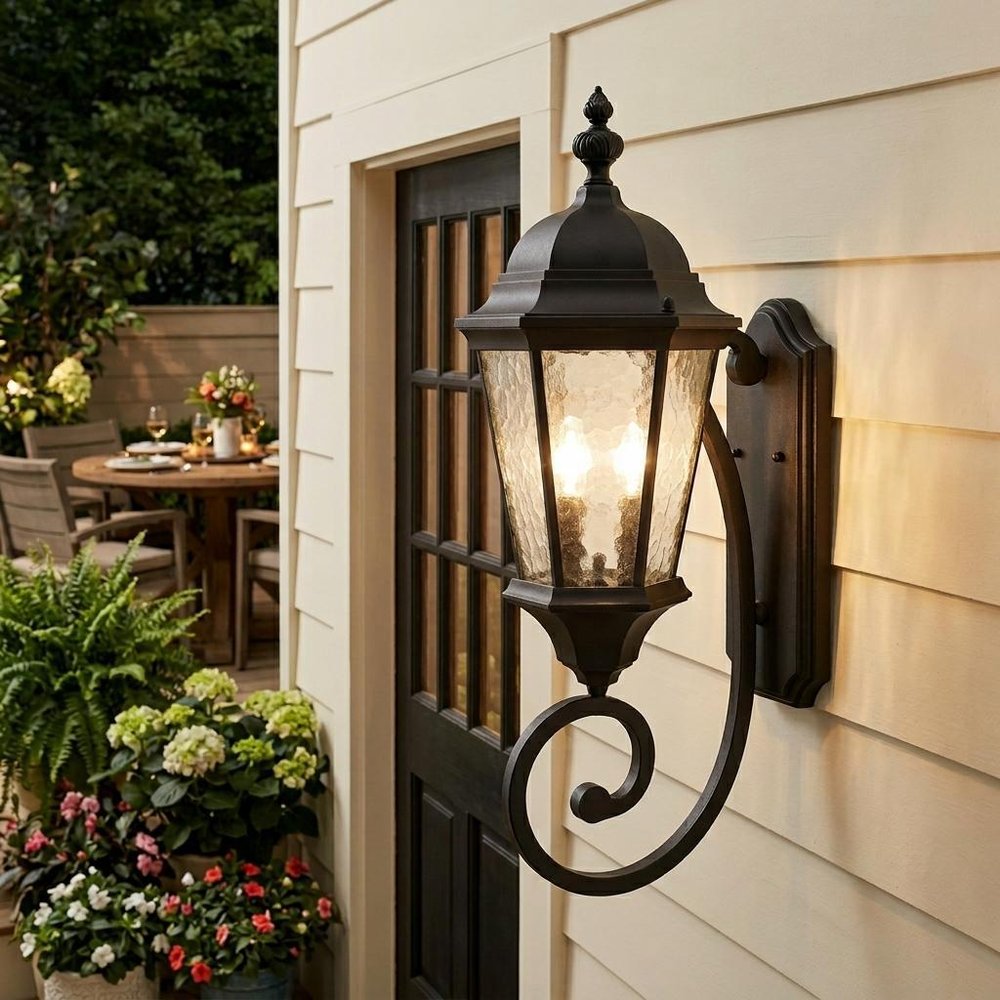 Two Light Matte Black Carousel Lantern Wall Light