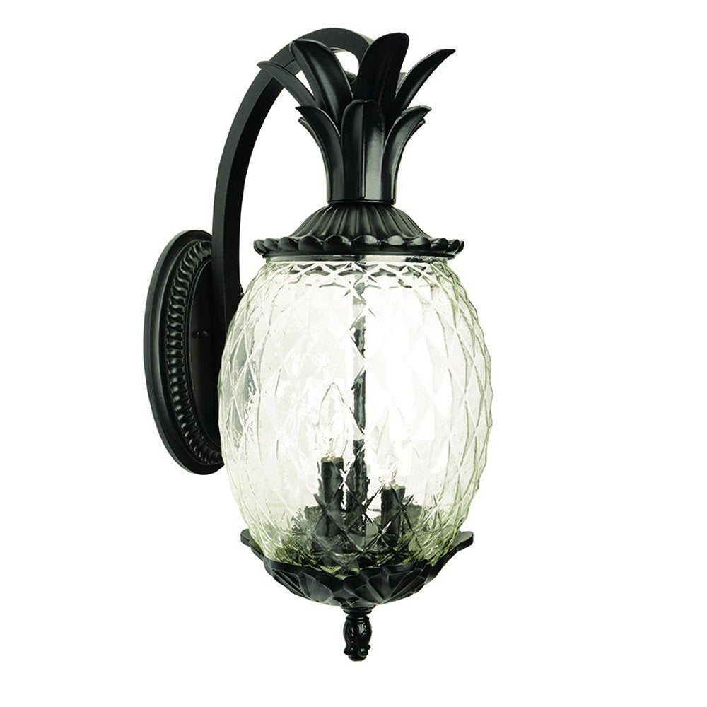10" Black And Clear Metal and Glass Three Lights Flush Mounted Sconce