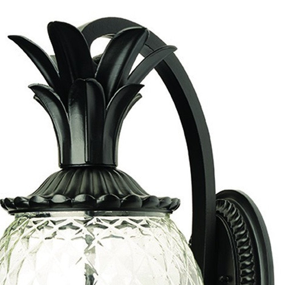 10" Black And Clear Metal and Glass Three Lights Flush Mounted Sconce