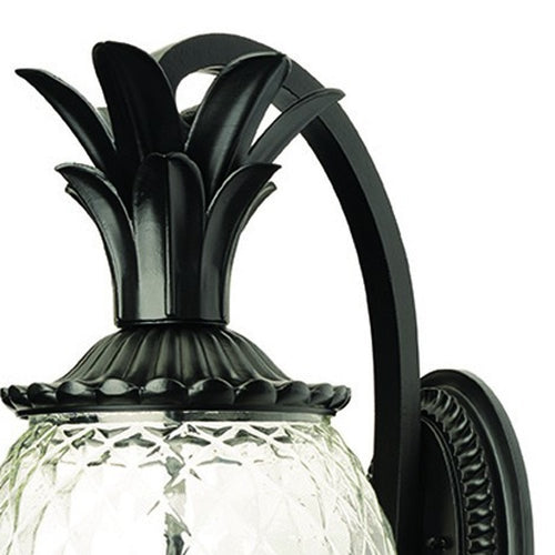 10" Black And Clear Metal and Glass Three Lights Flush Mounted Sconce. Wall light isolated on a plain white background, showing a black glass surface.