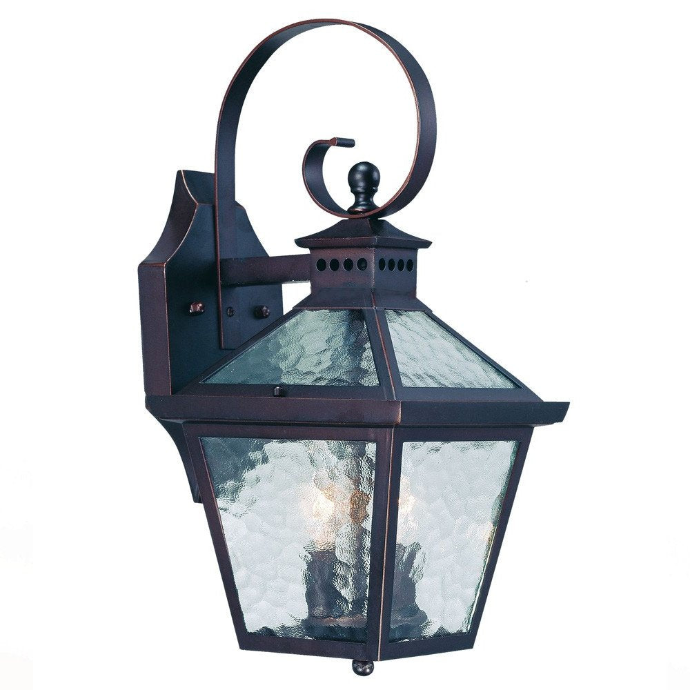 XL Two Antique Bronze Black Hammered Glass Wall Light on a white background