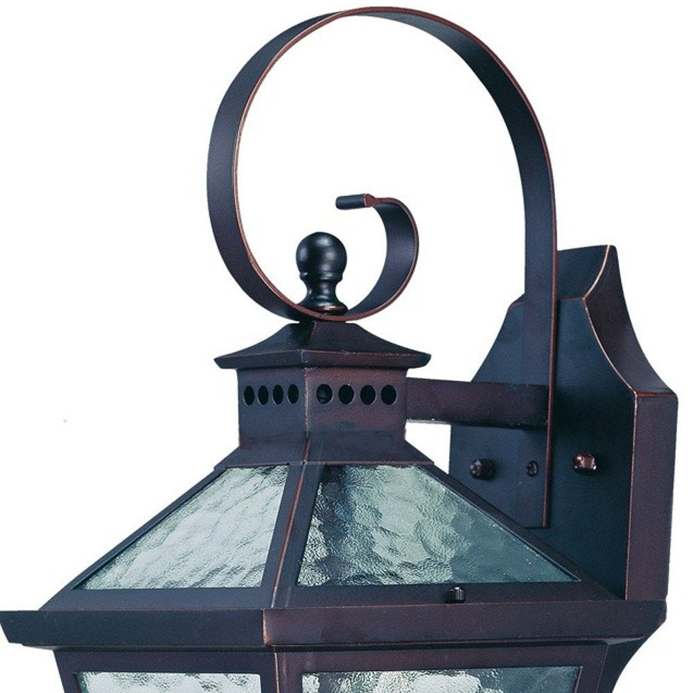 XL Two Antique Bronze Black Hammered Glass Wall Light on a white background