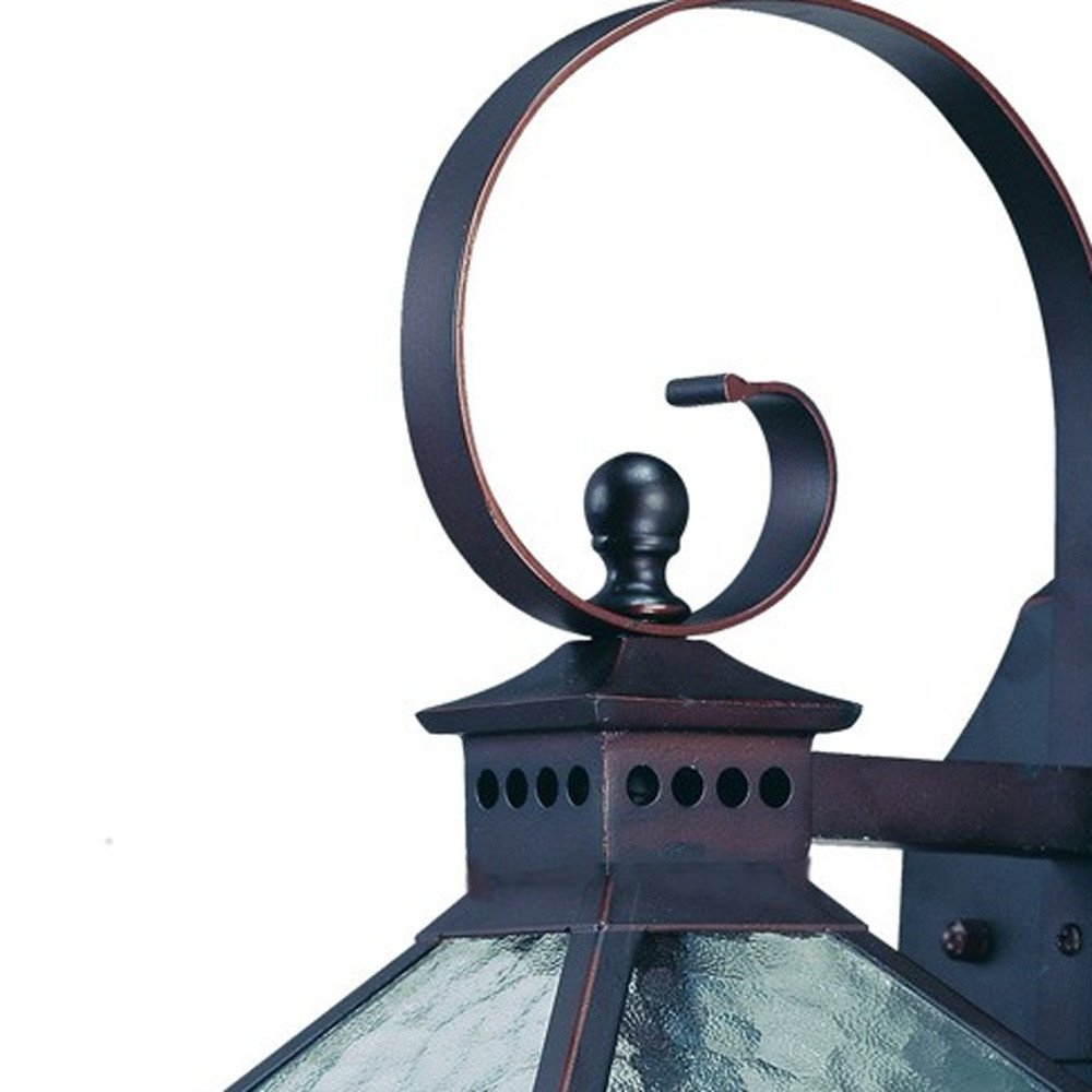 XL Two Antique Bronze Black Hammered Glass Wall Light on a white background
