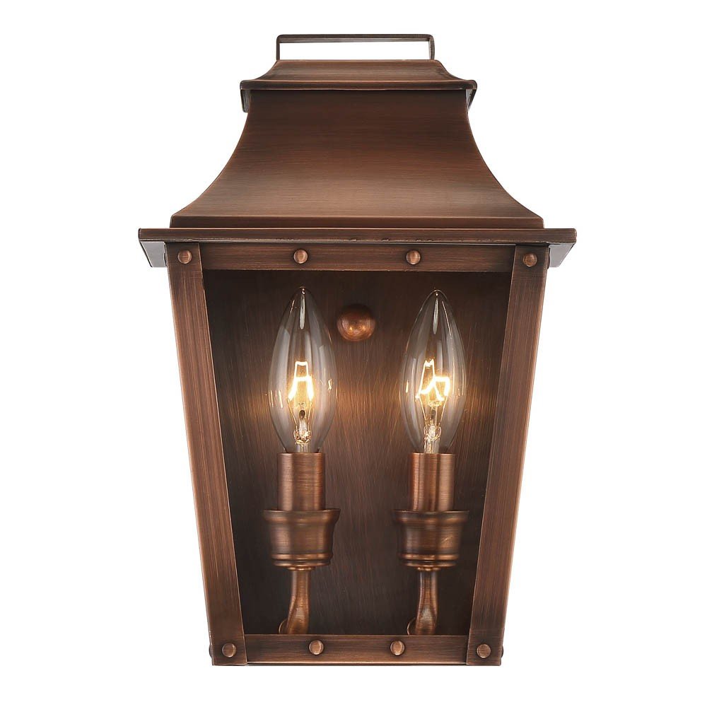 Two Light Transparent Dimmable Outdoor Hanging Lights With Copper And Clear Shades