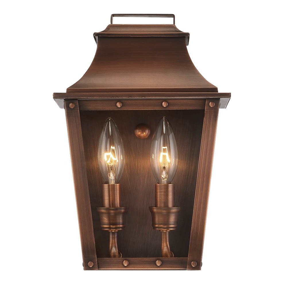 Two Light Transparent Dimmable Outdoor Hanging Lights With Copper And Clear Shades
