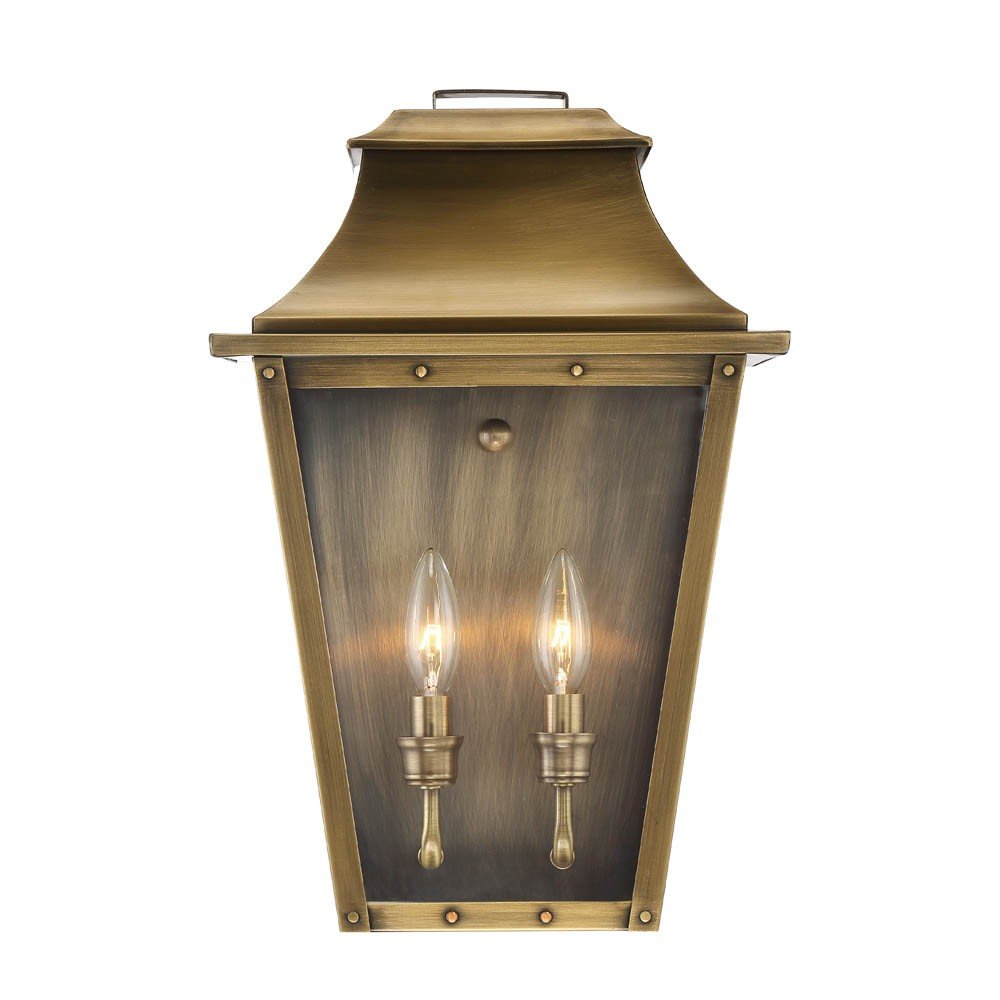 Two Light Transparent Dimmable Outdoor Hanging Lights With Brass And Clear Shades