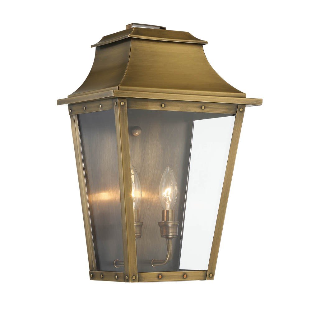 Two Light Transparent Dimmable Outdoor Hanging Lights With Brass And Clear Shades