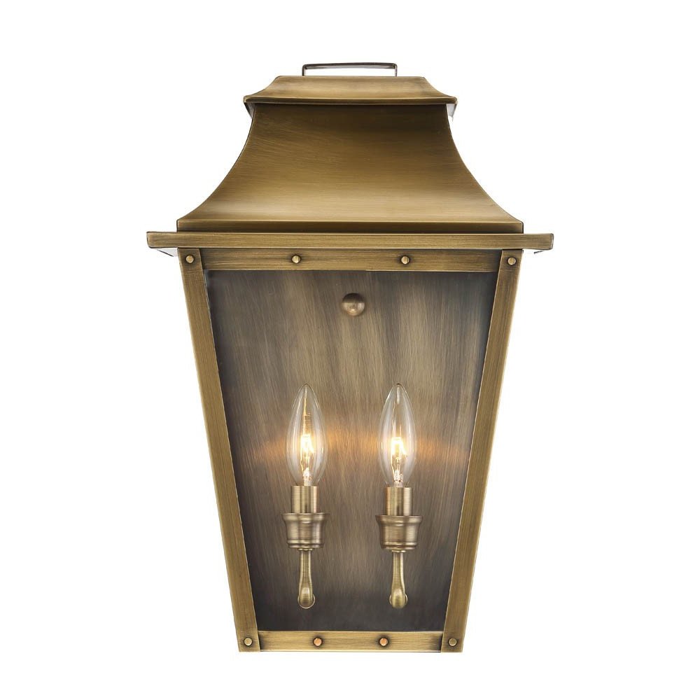 Two Light Transparent Dimmable Outdoor Hanging Lights With Brass And Clear Shades
